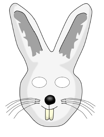 çocuklar için hazır kağıttan Tavşan maskesi şablonu